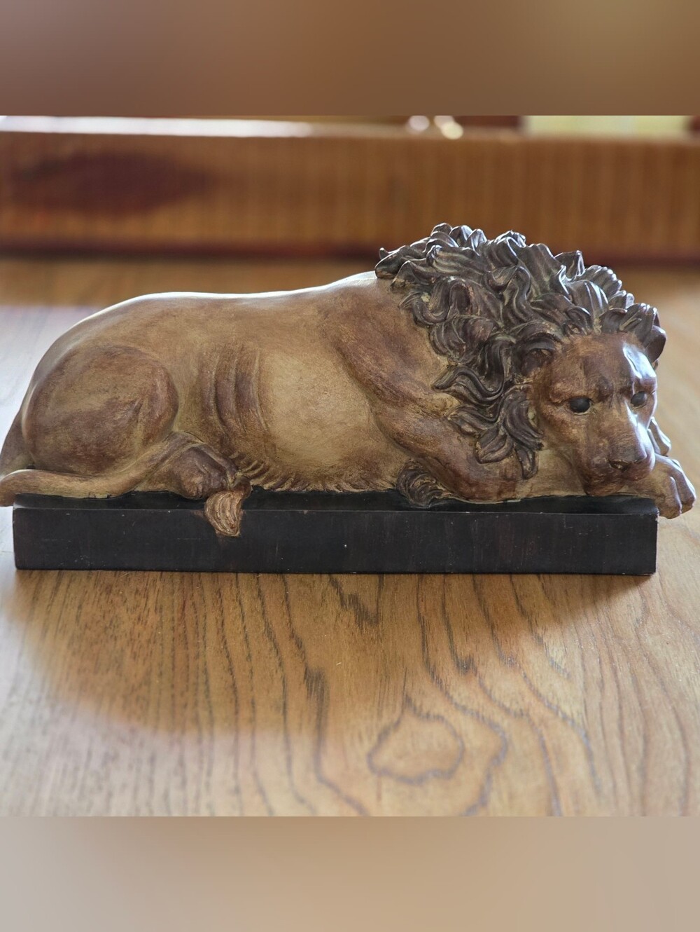 Crouching Lion Sculpture Resin Sculpture Wild Animal Figure 11"
